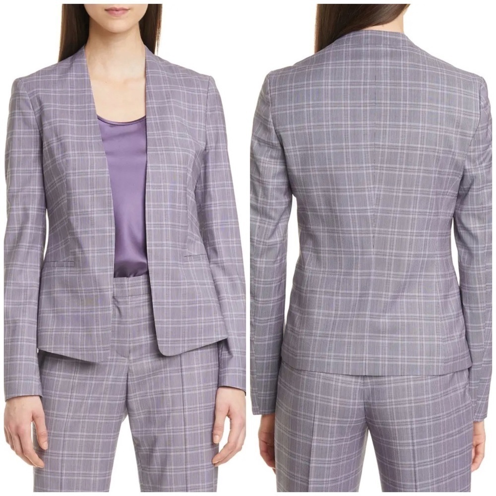 Hugo Boss Jalestana Plaid Suit Jacket Size 0